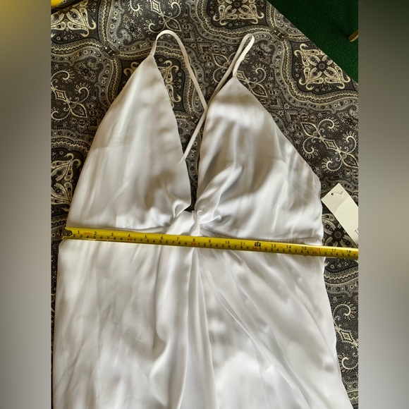 Tobi White Spaghetti Strap Gown with Front Split. Cross Back. - Picture 12 of 13